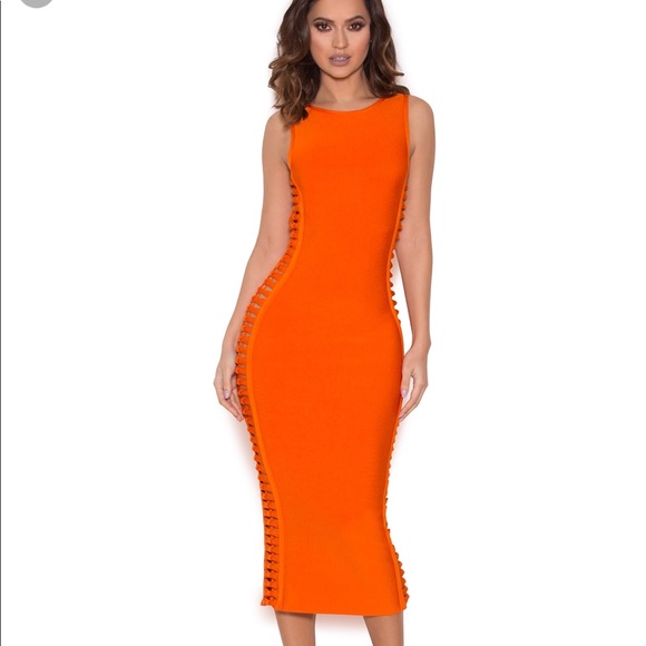 House Of Cb Orange Bandage Dress 2025
